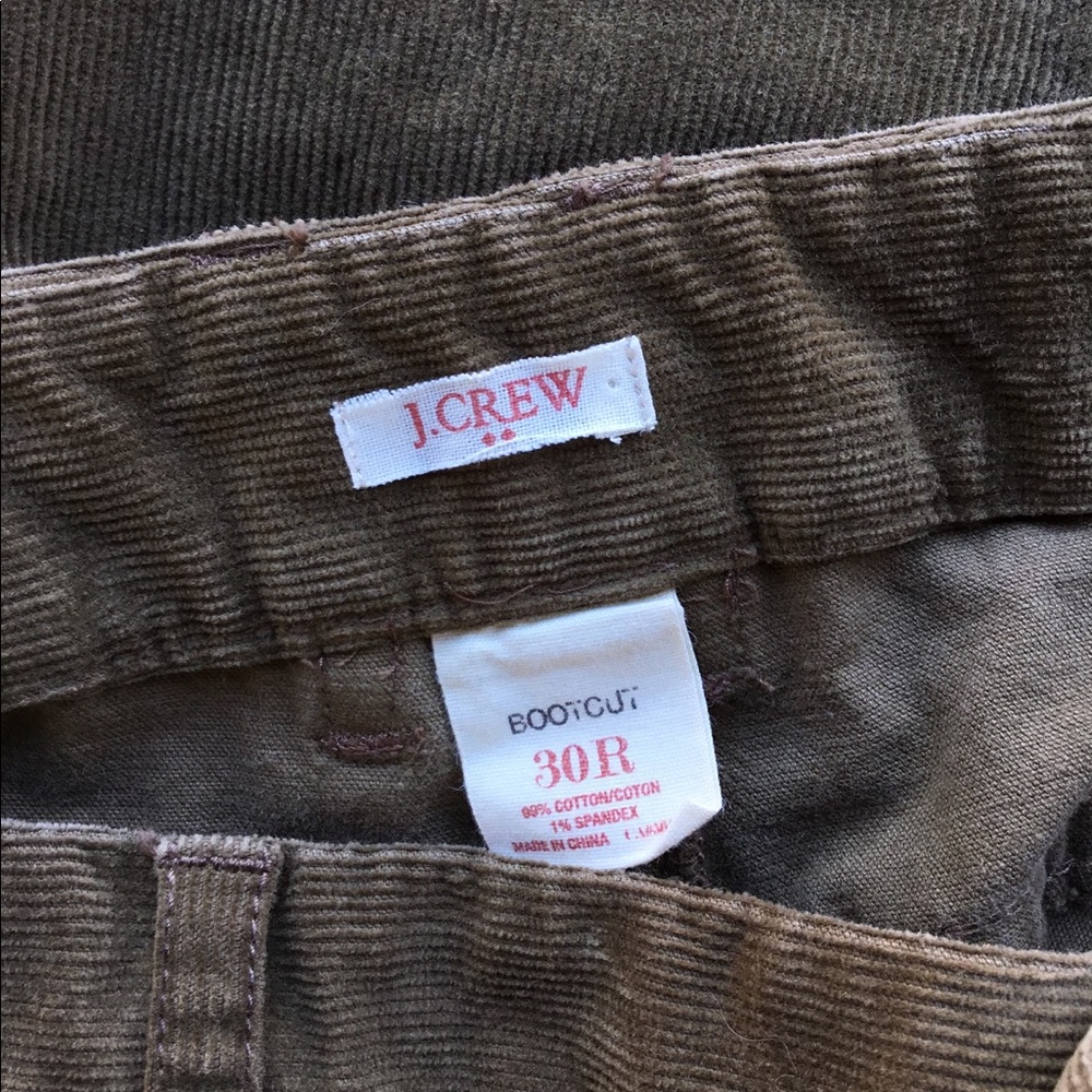 J. Crew Factory Mid-Rise Olive Green Bootcut Cords - Picture 3 of 3